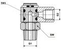 Adapter kątowy obrotowy GZ M10x1 x GW M10x1