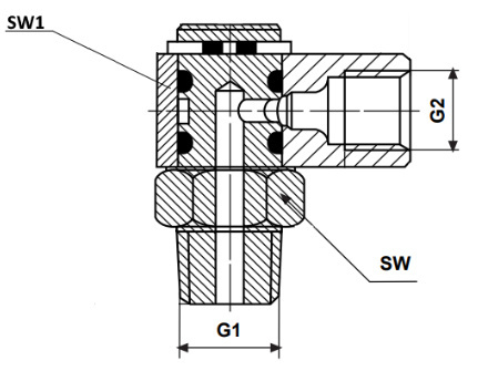 Adapter kątowy obrotowy GZ M10x1 x GW M10x1 Adapter kątowy obrotowy GZ M10x1 x GW M10x1